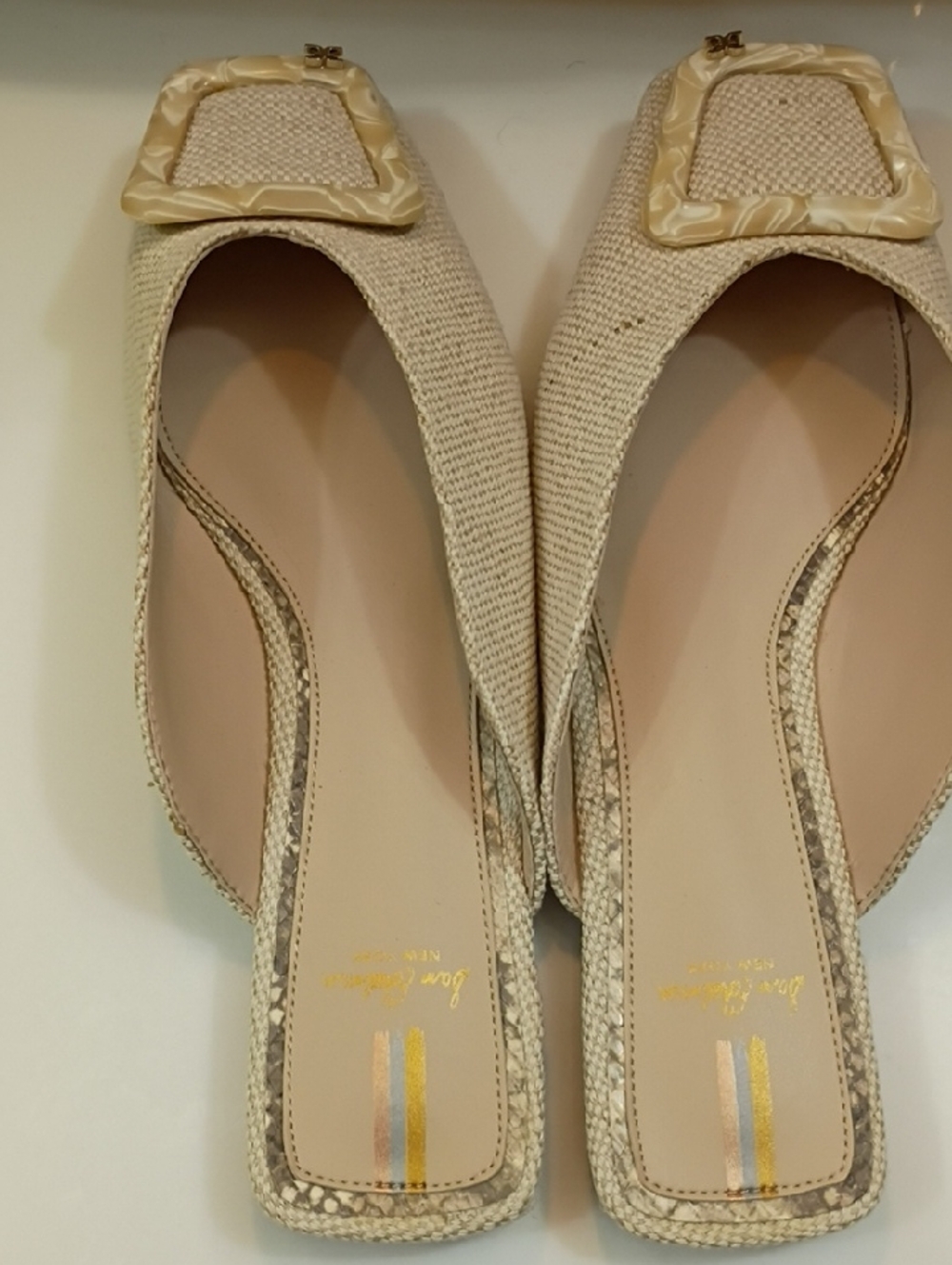 Sam Edelman Neutral Woven Square-Toe Slip-Ons - Picture 4 of 10